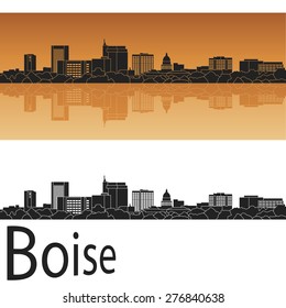 Boise Skyline In Orange Background In Editable Vector File