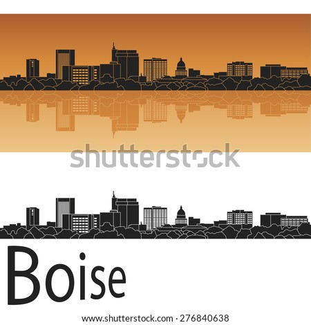 Boise skyline in orange background in editable vector file