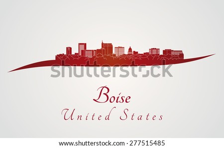Boise skyline in red and gray background in editable vector file