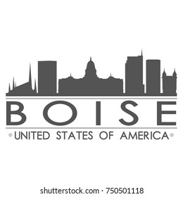 Boise Skyline Silhouette Design City Vector Art Famous Buildings