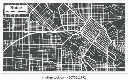 Boise USA City Map in Retro Style. Outline Map. Vector Illustration.