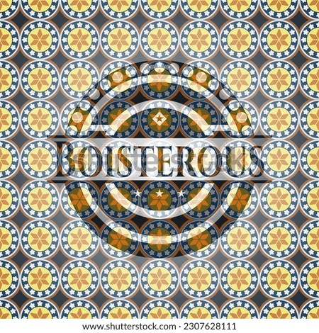 Boisterous arabic badge background. Arabesque decoration. 