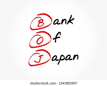 BOJ - Bank Of Japan acronym, business concept background