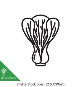 Bok Choy cabbage leaf vegetable icon, outline style vector illustration