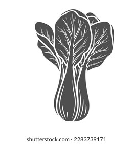 Bok choy glyph icon vector illustration. Stamp of pak choi leaves, fresh Chinese cabbage and leafy vegetable for cooking, healthy food ingredient for restaurant menu of Asian cuisine, organic Bok choy