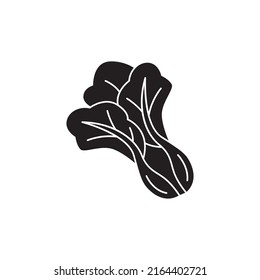 Bok Choy Icon In Black Flat Glyph, Filled Style Isolated On White Background
