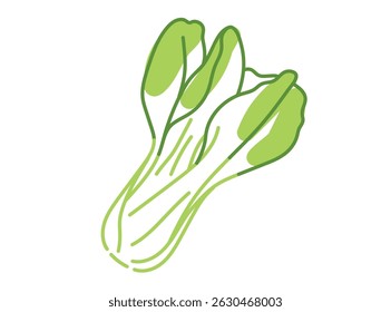 Bok choy vegetable isolated on white background. Flat vector illustration. Healthy food and cooking ingredient concept for design and print