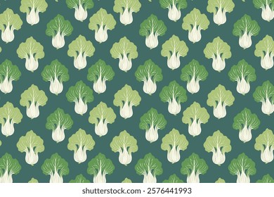 Bok choy vegetable seamless pattern. Vector illustration of bok choy.