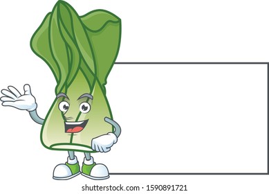 Bok choy with whiteboard cartoon character style