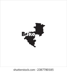 Boke map and black letter design on white background