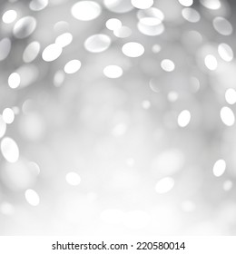 Bokeh abstract grey background with rotate lights. Vector illustration.  