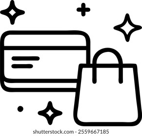 Bokeh abstract with holographic credit card and shopping bag concept as A close up shot capturing a bokeh abstract background with two prominent holographic icons�a credit card and a shopping bag�symb