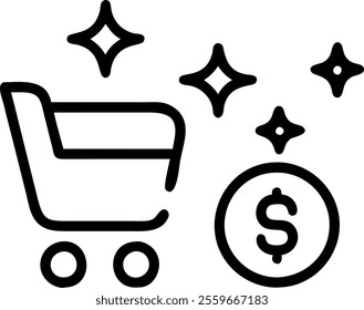 Bokeh abstract with holographic shopping cart and dollar sign concept as A still shot capturing a vibrant bokeh abstract background with two prominent holographic icons�a shopping cart and a dollar si