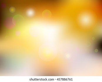 Bokeh abstract light backdrop. Blurred orange background. Vector illustration.