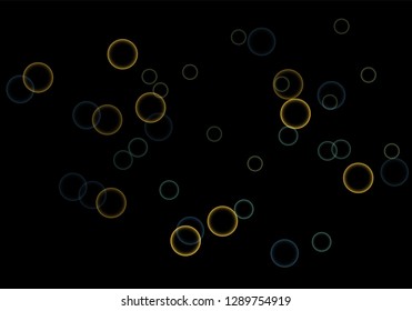 Bokeh in abstract style on black background. Illuminated design. Vector abstract geometric background. Bright bokeh texture. Bokeh. Modern wallpaper. Vector holiday design