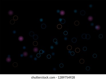 Bokeh in abstract style on black background. Illuminated design. Vector abstract geometric background. Bright bokeh texture. Bokeh. Modern wallpaper. Vector holiday design