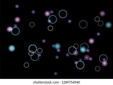 Bokeh in abstract style on black background. Illuminated design. Vector abstract geometric background. Bright bokeh texture. Bokeh. Modern wallpaper. Vector holiday design