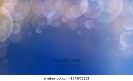 Bokeh background. Abstract blur effect, luminous defocus magic backdrop. Vector blurry blue banner