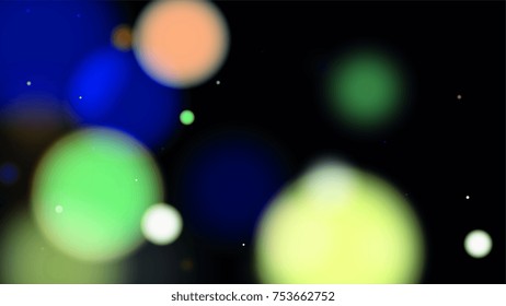  Bokeh Background. Beautiful Falling Blurred Confetti. Vector Colorful Snowflakes Falling Night Sky. Frosty Christmas Background. Fairy Magical New Year Design Background. Vector illustration.