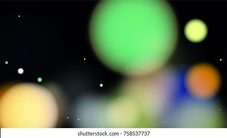  Bokeh Background. Beautiful Falling Blurred Confetti. Vector Colorful Snowflakes Falling Night Sky. Frosty Christmas Background. Fairy Magical New Year Design Background. Vector illustration.
