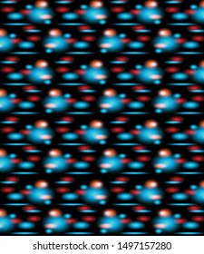 Bokeh background, blue, orange, black, conceptual, universe or galaxy, molecule, blurred, black background - vector