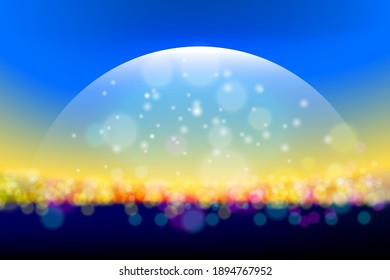 Fondo bokeh con cielo de colores brillantes Luna delgada
