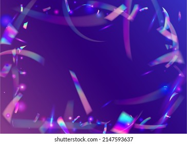 Bokeh Background. Carnival Glitter. Shiny Design. Glitter Foil. Transparent Tinsel. Fantasy Art. Metal Abstract Template. Violet Laser Sparkles. Pink Bokeh Background