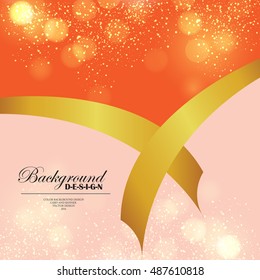 Bokeh background  design with gold ribbon