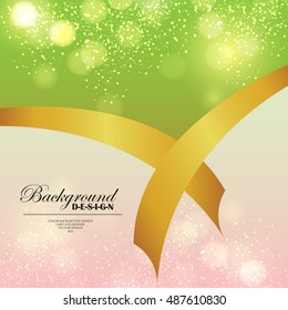 Bokeh background  design with gold ribbon