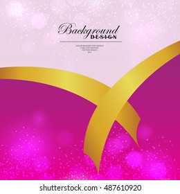 Bokeh background  design with gold ribbon