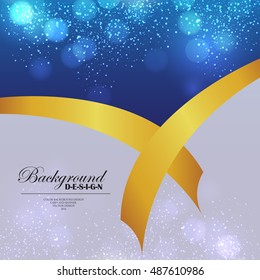 Bokeh background  design with gold ribbon