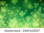 Bokeh background with falling clover leaves. Green 4-leaf 3-leaf shamrock green symbol of ireland nature plant summer vector illustration