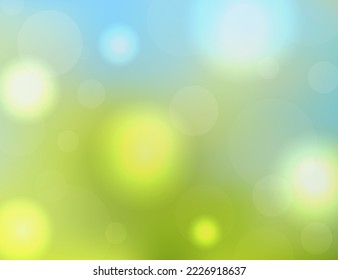 Bokeh background green. Abstract glitter defocused blinking. Beautiful sparks shiny ornaments with special light. Soft blur light effect wallpaper. Vector illustration.