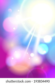 Fondo bokeh con imitación de un sol, vector Eps10.
