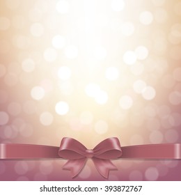 Bokeh Background With Pastel Ribbon With Gradient Mesh, Vector Illustration