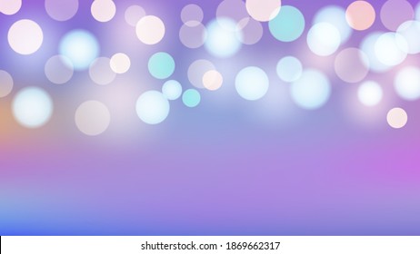 Bokeh background. Rainbow colors and lights wallpaper. Glowing baby pastel vector banner template