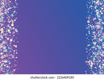 Bokeh-Hintergrund. Regenbogen-Glitter. Party Burst. Herunter Tinsel. Festliche Art. Schlaue Vaporwave Vorlage. Purple Retro Falten. Glamour Foil. blauer Bokeh-Hintergrund