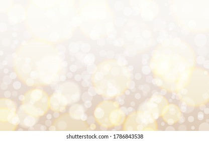 Bokeh background. Smooth circles and bubbles. Soft gradient with light elements. Glowing texture with sparkles. Blurred backdrop and glamour effect. Vector illustration.