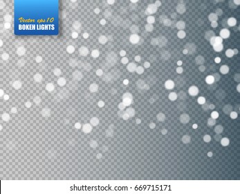 Bokeh background. Snowflakes isolated. Vector illustration.