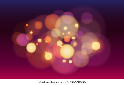 Bokeh background. Soft blur purple light effect wallpaper. Abstract background bokeh blurred. Shiny bokeh light effect. Vector illustration.