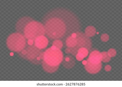 Fondo bokeh con círculos brillantes suaves sobre fondo transparente. Efecto de luz desenfocada suave para un diseño de Vector romántico, abstracto o decorativo y superposiciones.