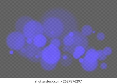 Fundo Bokeh com círculos brilhantes macios no fundo transparente. Efeito leve de desfoque suave para design e sobreposições de vetor romântico, abstrato ou decorativo.
