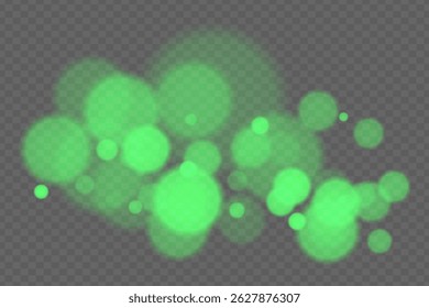 Fondo bokeh con círculos brillantes suaves sobre fondo transparente. Efecto de luz desenfocada suave para un diseño de Vector romántico, abstracto o decorativo y superposiciones.