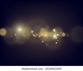 Bokeh background with soft golden light orbs on a transparent grid, ideal for overlays and graphic design projects.