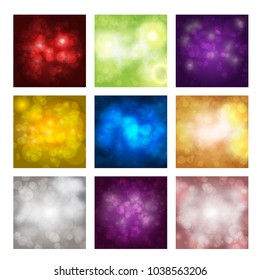 Bokeh background vector sparkling effect warm blurred festive party lights background glow design glitter shiny backdrop. Blur magic defocused xmas festive texture glowing.