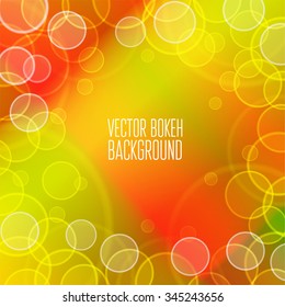 Bokeh. Background. Yellow, red, green, gradient. Glare. Shine. Circles. Vector.