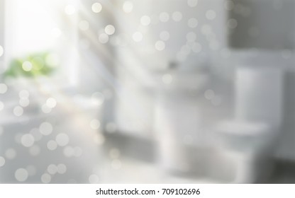 Bokeh bathroom interior scene, glittering and illuminated room used as background and wallpaper