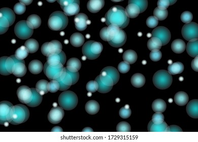 Fondo negro brillante azul bokeh.