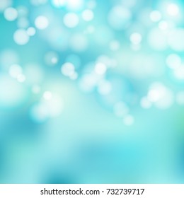 Bokeh blue and white Sparkling Lights Festive background with texture. Abstract Christmas twinkled bright defocused. Winter Card or invitation. Vector illustration