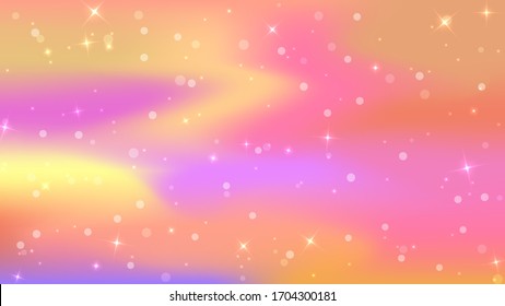 Bokeh or blur abstract circles with star light shapes orange, pink and yellow on gradient background